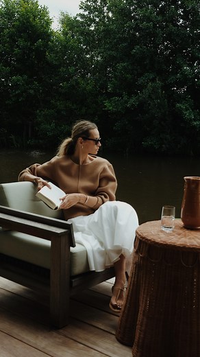 Anouk Yve on Instagram: "Every year I make myself a promise to read 12 books, 1 each month. So far I’m on 5 and these are the 3 I loved the most that I can highly recommend for your summer travels 🫶🏼 table and jug @sharland_england top old arket skirt zara sandals @aeyde chair @studiohenk #eurosummer"