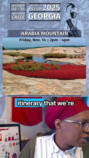 The #Moors are headed back to Georgia! Join us November 14–16, 2025 for three days of learning, laughter, and connection. From the sacred stones of Arabia Mountain to the flowing waters of Sweetwater Creek, we’ll walk the land together, reflect under the stars at the Ralph Buice Jr. Observatory, and close our weekend along the Atlanta Beltline. Each stop honors the legacy of our ancestors while building the bonds that strengthen our nation today. RSVP, bring your energy, and prepare to link up w