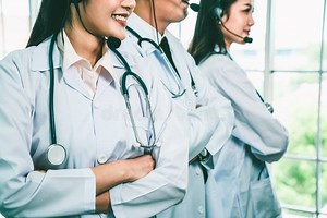 Doctor Team Wearing Headset Talking Actively on Video Call in Hospital Clinic Stock Image - Image of healthcare, health: 240410461