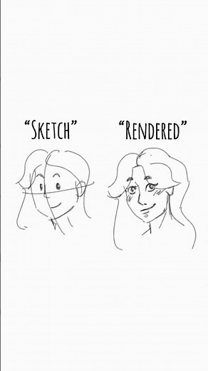 Sketch VS Rendered (of my PFP) 🌿⚡️ #sketchvsfinal #sketchbook #digitalart