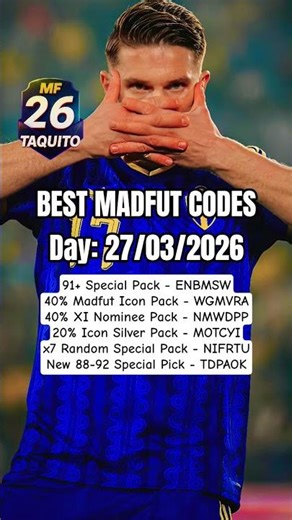 BEST MADFUT CODES TODAY (27/03/2026) ✅🔥 #madfut #madfut26 #codes #gifts #gaming #foryou #fyp
