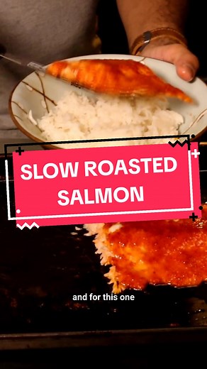 275° F oven temp, 120° internal temp Here's a real simple recipe for you guys! Slow roasting salmon super simple #food #cooking #quickrecipes #salmon #salmonbowl #salmonrice @Chef Reactions