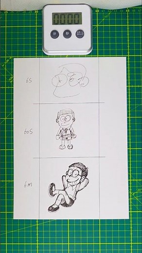 のび太を6秒、60秒、6分での描き方!【ドラえもん】#shorts #ドラえもん #のび太 #出来杉くん #イラスト #drawing #描き方