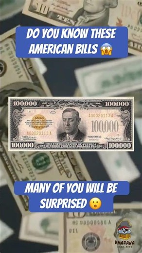 Did You Know? Who are on $100,000 Bill to $500 Bill in History 💵 Rare Currency Facts #money #facts