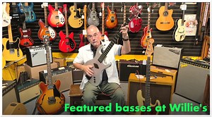 We have some interesting electric basses in stock at the moment, particularly a Rick Turner Electroline, as well as a ’69 Gibson EB-2D and a ’63 Fender Jazz bass with an old, wild refinish job. Here’s Willie to discuss. | Willie's American Guitars