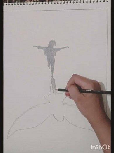 Girl With Angel Wings Drawing | Easy Silhouette Sketch For Beginners.