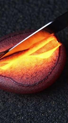 Slicing Floating Lava in Slow Motion