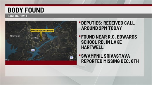 Man's remains recovered from Lake Hartwell, deputies say