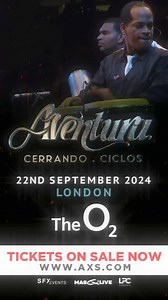 🤩 TICKETS ON SALE NOW!@AVENTURA LEGENDARY LATIN BAND LIVE IN LONDON AT THE O2 ARENA! Join us for a monumental historic event as the legendary Latin band Aventura graces the stage at the world-famous O2 Arena in London as part of their final tour ever “Cerrando Ciclos” on 22nd Septmeber 2024! Witness the magic of Romeo, Henry, Lenny and Max together for the last time performing all their hits: 🎵 OBSESIÓN 🎵 UN BESO 🎵 EL PERDEDOR 🎵 DILE AL AMOR 🎵 MI CORAZONCITO 🎵 POR UN SEGUNDO 🎵 LOS INFIEL