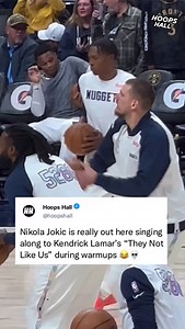 27K views · 8.1K reactions | Even Jokic is singing along to Kendrick Lamar’s “They Not Like Us” 藍 : @tatianaclinares | Hoops Hall | Facebook