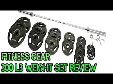 Fitness Gear 300 lb Olympic Weight Set Review, Home Gym Equipment Setup!!