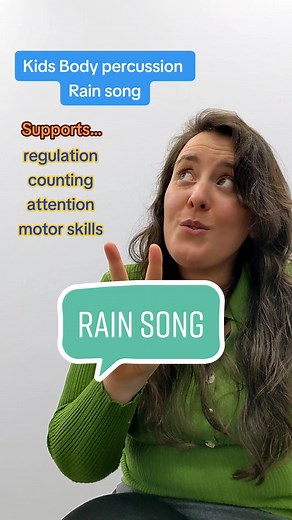 So cute and simple - basic body percussion for kids to focus their attention, practice counting (you can count up to more numbers than I did!) and get some sillies out at the same time. We do love a water theme too!! I don't know where this song originated - let me know if you know 🙃 #musictherapy #bodypercussion #childrenssong #kidsmusic #earlychildhooddevelopment #earlychildhood #prek #kindergarten