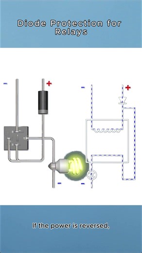 Diode Reverse Polarity Protection\rUse a diode and a relayto protect circuits from reverse polarity.