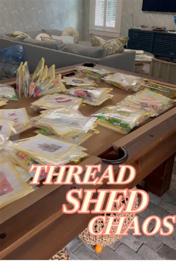 Pure chaos in the thread shed right now 😵‍💫 #needlepoint #tampa #shopsmall #smallbusinesscheck #crafttok