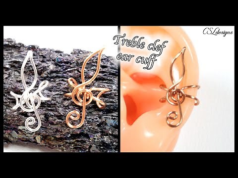 Treble clef wirework ear cuff