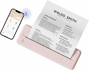 HPRT Wireless Portable Printers - A4 Thermal Printer for Travel, Mobile Office, School, Home - Bluetooth Printer Compatible with iOS Android Phone & Laptop, Pink
