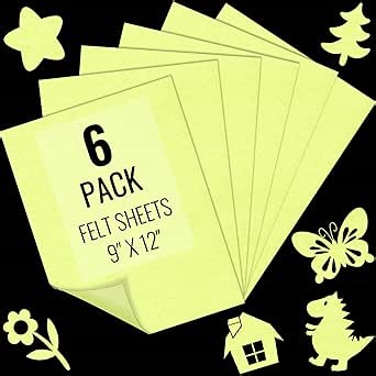 6PCS Light Yellow Felt Fabric Sheets 9" x 12" - 1.6mm Thick Soft Felt for Craft Sewing DIY Patchwork Art Projects Decorations