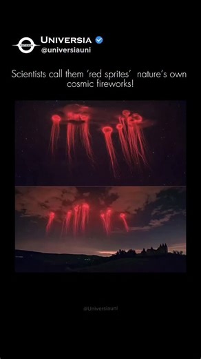 ᴜɴɪᴠᴇʀsɪᴀ | A photographer captured one of the rarest and most fascinating natural phenomena in the upper atmosphere Red Sprites ⚡️🌌 These glowing... | Instagram