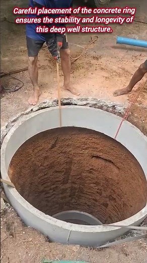 Installing Pre-Cast Concrete Rings for Deep Well Structure.