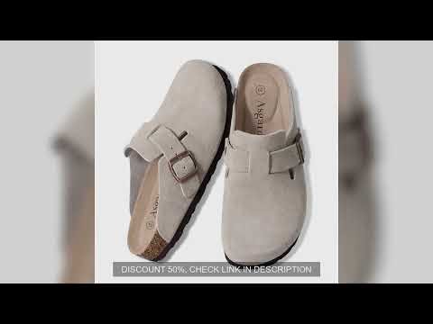 Asgard Women Men Suede Leather Clogs Slippers Fashion Unisex Cork Footbed Sandals Outdoor Antiskid M