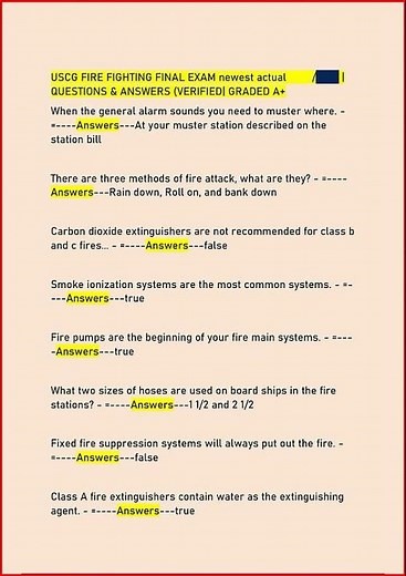 Uscg Fire Fighting Final Exam Newest Actual Questions Answer video