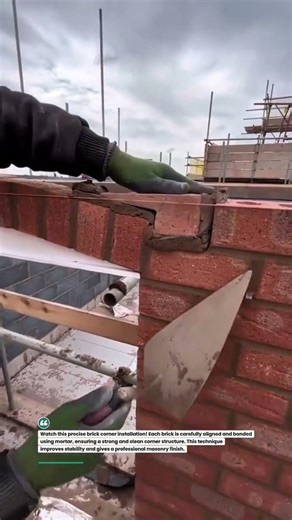 Perfect Brick Corner Build! #bricklaying #construction #DIY #shorts #masonry #tools