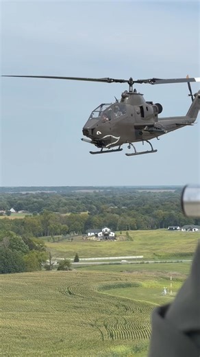 #bellhelicopterAH-1F Cobra “766” as seen from UH-1H Huey “104” on way back from Greenville Missouri Airport open house in 2024. #vietnamveteran #helicopter #cobra #bellhelicopter #HueyCobra | Gateway STL Army Aviation Heritage Foundation & Flying Museum