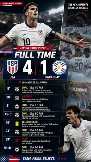 😱 USA DESTROYS PARAGUAY 4-1! Absolute DOMINATION 🔥#worldcup2026
