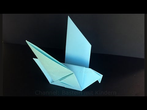 Origami Taube falten mit Papier - Einfachen Vogel basteln mit Kinder. Tiere falten