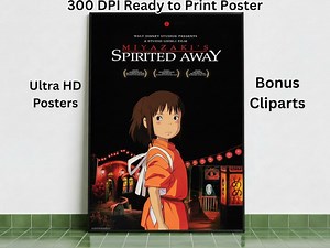 Spirited Away (2001) Minimalist Anime Movie Poster, Studio Ghibli Wall Art, Digital Download, Hayao Miyazaki Cinema Gift, Printable Poster - Etsy