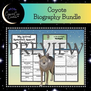 Coyote Animal Bio | Color Sheet, Fact Sheet, and Graphic Organizers