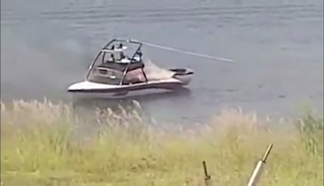 Fire Out, Jet Ski In: Unbelievable Boat Rescue with a Water Spray Hero