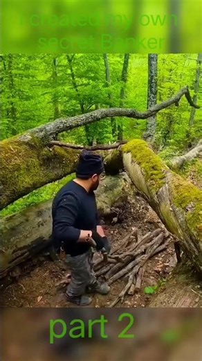 Building a Warm and Cozy Hollow for Survival part2 #bushcraft #viral #shorts