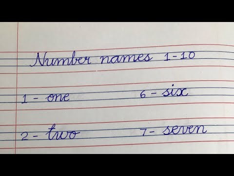 Number names 1-10 cursive writing