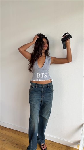 Denim on set 💙 Comment below if you love seeing the behind the scenes! #motel #behindthescenes #denim #perfectpair