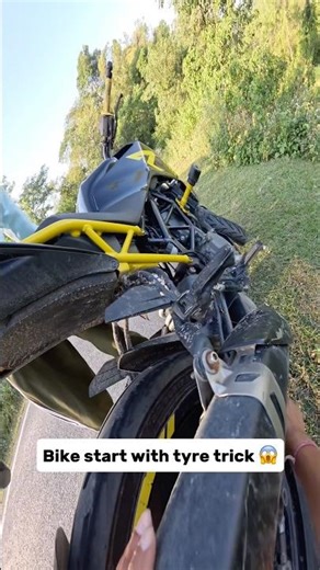 Bike start with tyre rotation trick 😱