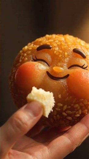 Front view close-up animation of an sesame seed laddu charact