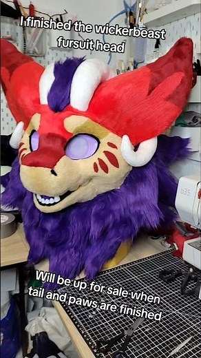 Finished wickerbeast fursuit head #fursuitmaker #furry