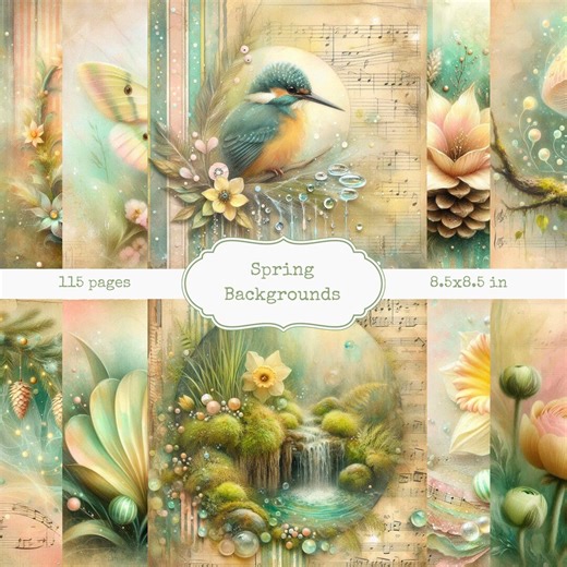 Spring Fairy Printable Pages: Scrapbook Spring Backgrounds (digital Download) - Etsy