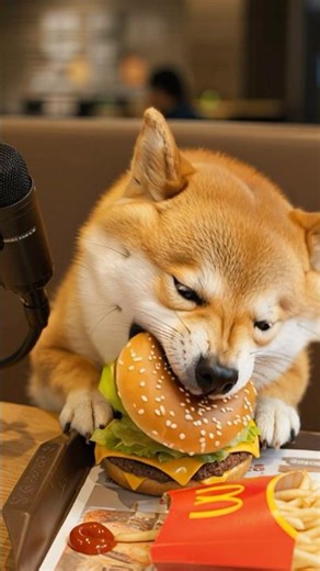 Burger & Fries Feast 🍔🍟 Shiba Inu Mugi ASMR 🐶 #dog #shiba #pug #asmr