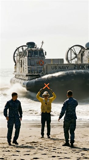 The LCAC Hovercraft is the US Navy and Marine Corps' definition of amphibious power. This "beach-swallowing monster" effortlessly transports heavy armor from ship to shore, but its massive fans create gale-force winds and a blinding storm of spray, confirming that rapid force projection demands both engineering excellence and overwhelming kinetic chaos. See the crew struggle against the turbulence! 🇺🇸 . . #military #usa #usnavy #usmc #lcac #hovercraft #amphibiousassault | Military Addict