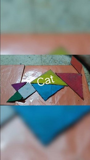 Shapes using Tangram puzzle 🧩 square cat lamp shapes using puzzle kids school project