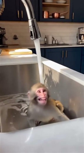 Mischievous Monkey Causes Sink Chaos… Cat Doesn’t Care 😼