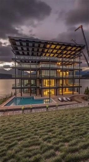 Mega Mansion Built in 15 Seconds | Lakefront Mansion Time Lapse Build