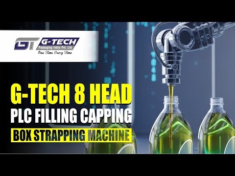 G-Tech 8 Head PLC Filling, Capping & Box Strapping Machine | Complete Automatic Packaging Solution