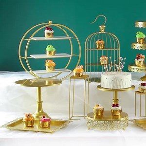 3-Tier Metal Cupcake Stand Metal Round Dessert Fruit Display Stand for Dessert Cupcake Pastry Candy Display Plate Event