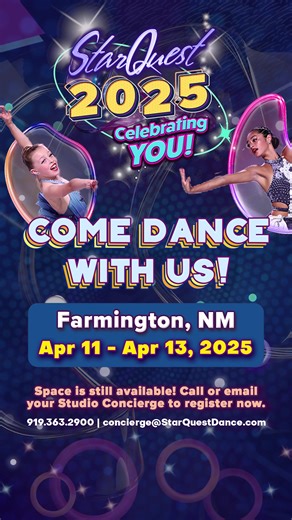 Come #dance with us in 2025!✨💃 Reach out to your Studio Concierge directly or contact us by calling 919.363.2900 or emailing concierge@starquestdance.com to join this event! #StarQuestDance #CelebratingYOU | StarQuest Dance Competition