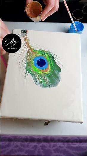 HOW TO Paint a Peacock Feather - EASY! | AB Creative #Shorts