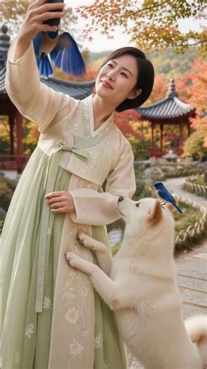 Me and My Crazy Crew of Pets: White Dog & Blue Birds' Scenic Outing! 🐕🦜 #cute