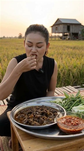 Enjoying Delicious Cambodian Village Food 🌾❤️ | Authentic Khmer Countryside Life#shorts